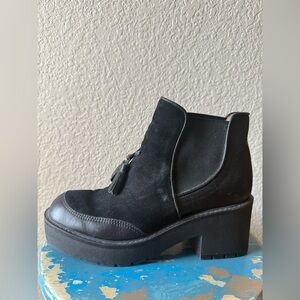 Pasqualini leather tassel moto boots.  Preppy. Artsy. Worn once for photo shoot